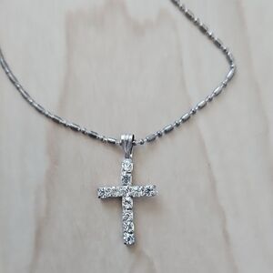 Elegant Silver Cross Pendant Necklace